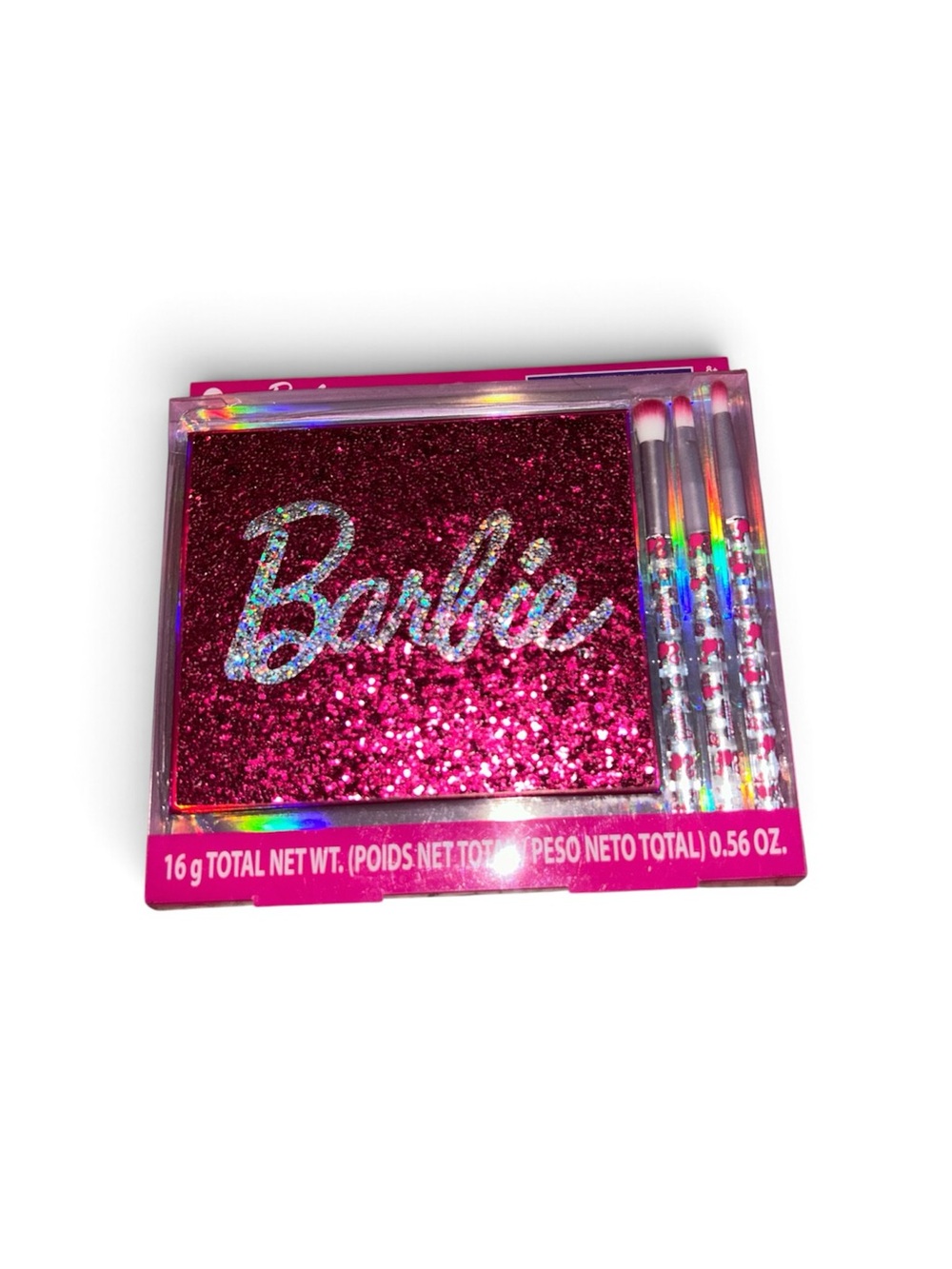 Barbie Hot Pink Glitter Party Makeup Palette with Brush Set